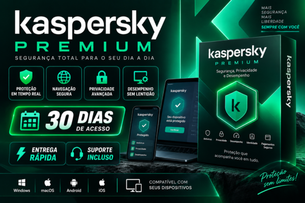Kaspersky Premium – Antivírus e Proteção Digital | Conta 30 Dias
