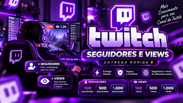 💜 Twitch – Seguidores e Views | Entrega Rápida